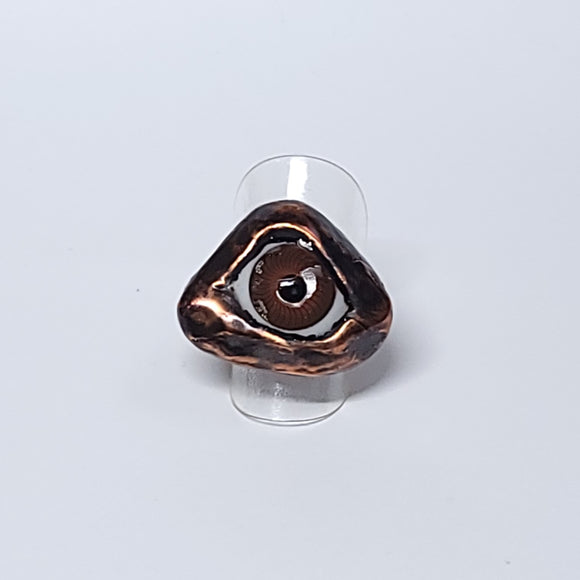Copper Brown Eyed Ring Size 6