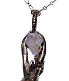 Copper Beetle with Amethyst Point and Amethyst Slice Pendant