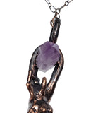 Copper Beetle with Amethyst Point and Amethyst Slice Pendant