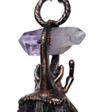 Copper Beetle with Amethyst Point and Amethyst Slice Pendant