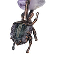 Copper Beetle with Amethyst Point and Amethyst Slice Pendant
