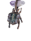 Copper Beetle with Amethyst Point and Amethyst Slice Pendant