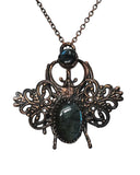 Ornate Copper Beetle with Labradorite Pendant