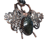Ornate Copper Beetle with Labradorite Pendant