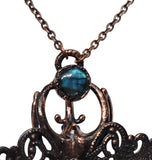 Ornate Copper Beetle with Labradorite Pendant