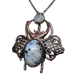 Copper Beetle with Moonstone Pendant
