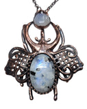 Copper Beetle with Moonstone Pendant