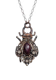 Copper Beetle Pendant with Raspberry Adventurine and Rose Quartz