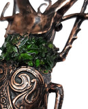 Large Copper Beetle Pendant with Amethyst Cluster and Diopside Chip Inlay