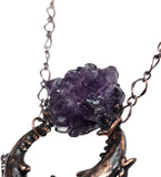Large Copper Beetle Pendant with Amethyst Cluster and Diopside Chip Inlay