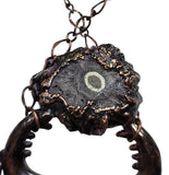 Large Copper Beetle Pendant with Amethyst Cluster and Diopside Chip Inlay