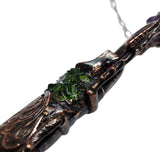 Large Copper Beetle Pendant with Amethyst Cluster and Diopside Chip Inlay