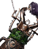 Large Copper Beetle Pendant with Amethyst Cluster and Diopside Chip Inlay
