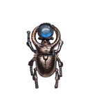 Copper Beetle Ring with labradorite Size 5 3/4
