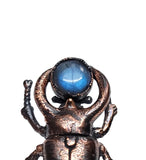 Copper Beetle Ring with labradorite Size 5 3/4