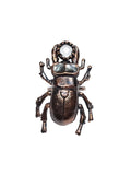 Copper Beetle Ring with Rose Cut White Topaz Ring Size 7 1/4
