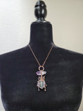 Copper Beetle with Amethyst Point and Amethyst Slice Pendant