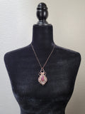 Copper Beetle Pendant with Raspberry Adventurine and Rose Quartz