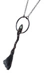 Copper Tree Limb Broom Pendant with Kyanite and Vintage Green Glass