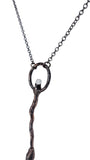 Copper Tree Limb Broom Pendant with Kyanite Fan and Moonstone