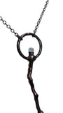 Copper Tree Limb Broom Pendant with Kyanite Fan and Moonstone
