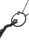 Copper Tree Limb Broom Pendant with Black Kyanite Fan and Moonstone Star