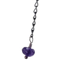 Copper Tree Limb Broom Pendant with Black Kyanite Fan, Amethyst and Bats