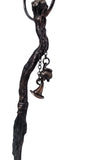Copper Tree Limb Broom Pendant with Black Kyanite Fan, Smoky Quartz and Witches Hat and Cauldron Charms