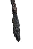 Copper Tree Limb Broom Pendant with Black Kyanite Fan, Smoky Quartz and Witches Hat and Cauldron Charms