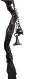 Copper Tree Limb Broom Pendant with Black Kyanite Fan, Smoky Quartz and Witches Hat and Cauldron Charms