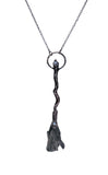 Copper Tree Limb Broom Pendant with Black Kyanite Fan and Labradorite