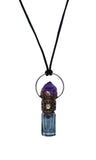 Amethyst Point and Peridot Copper Top Aromatherapy Glass Bottle Pendant