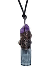 Amethyst Point and Peridot Copper Top Aromatherapy Glass Bottle Pendant