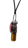 Thulite and Crystal Quartz Top Glass Aromatherapy Glass Bottle Pendant