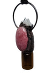 Thulite and Crystal Quartz Top Glass Aromatherapy Glass Bottle Pendant