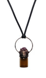 Raw Ruby Copper Top Glass Aromatherapy Bottle Pendant