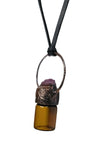 Raw Ruby Copper Top Glass Aromatherapy Bottle Pendant
