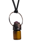 Raw Ruby Copper Top Glass Aromatherapy Bottle Pendant