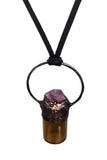 Raw Ruby Copper Top Glass Aromatherapy Bottle Pendant