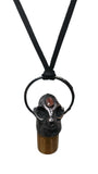 Cat Skull with Garnet Copper Glass Aromatherapy Bottle Pendant