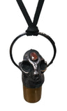 Cat Skull with Garnet Copper Glass Aromatherapy Bottle Pendant