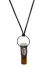 Dendritic Opal and Crystal Copper Top Glass Aromatherapy Glass Bottle Pendant