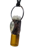 Dendritic Opal and Crystal Copper Top Glass Aromatherapy Glass Bottle Pendant