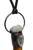 Dendritic Opal and Crystal Copper Top Glass Aromatherapy Glass Bottle Pendant