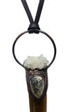 Dendritic Opal and Crystal Copper Top Glass Aromatherapy Glass Bottle Pendant