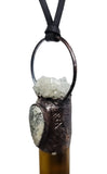 Dendritic Opal and Crystal Copper Top Glass Aromatherapy Glass Bottle Pendant