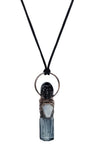 Obsidian Skull and Moonstone Coffin Copper Top Aromatherapy Glass Bottle Pendant