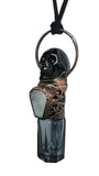 Obsidian Skull and Moonstone Coffin Copper Top Aromatherapy Glass Bottle Pendant