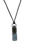 Smoky Quartz Coffin and Black Druzy Copper Top Aromatherapy Glass Bottle Pendant