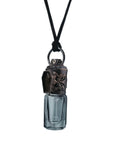 Smoky Quartz Coffin and Black Druzy Copper Top Aromatherapy Glass Bottle Pendant